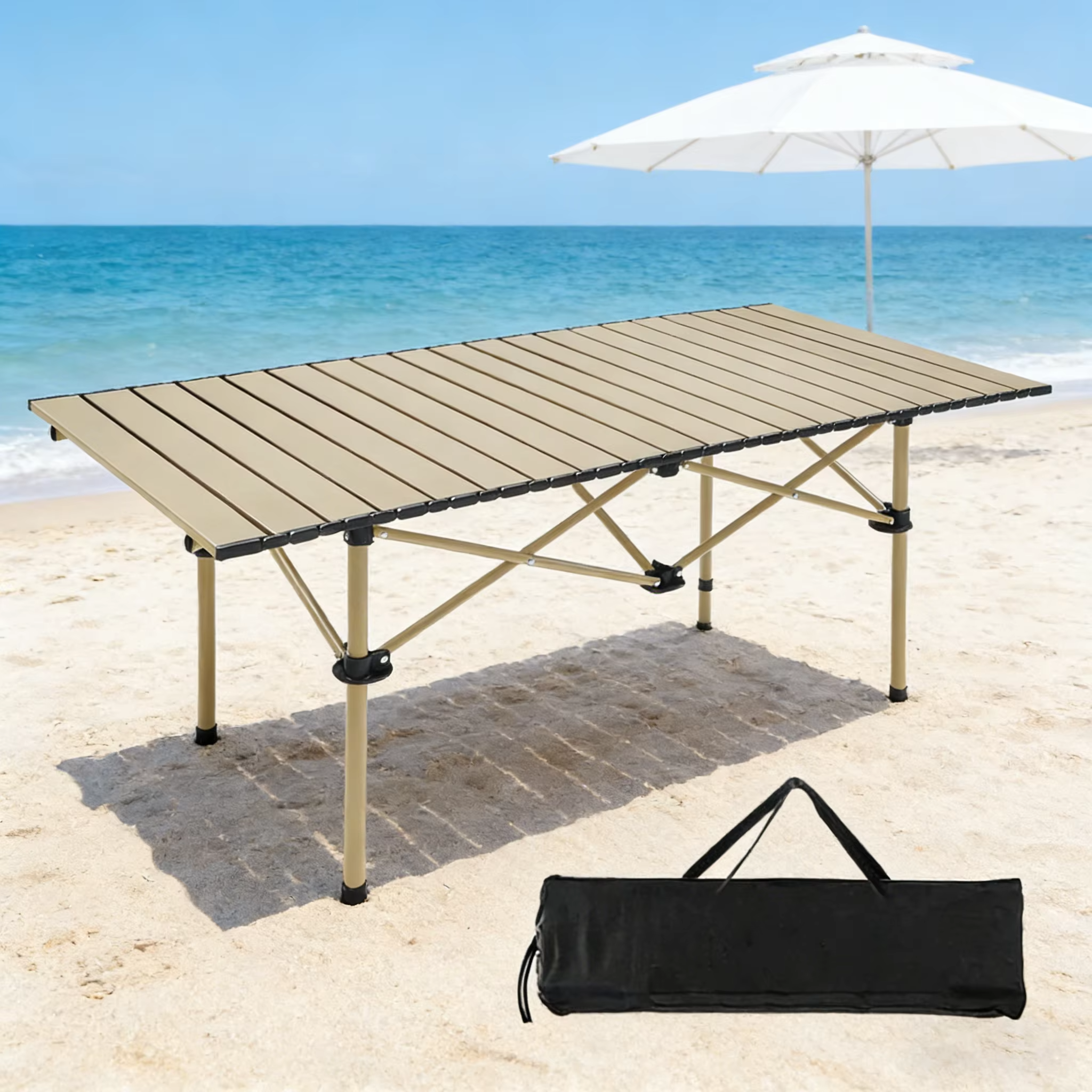 Wholesale Small Carbon Steel Folding Table Outdoor Portable Camping Metal Rolling Table