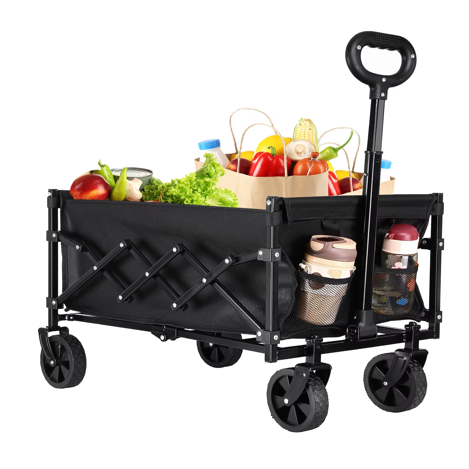 Wholesale Portable Camping Picnic Polyester Folding Wagon with Pe Coating 75kgs Capacity Storage