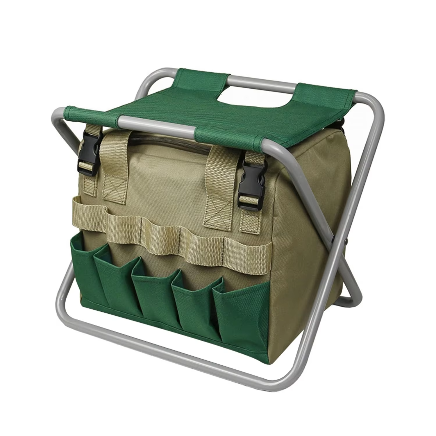 Outdoor Multi-Functional Portable Mazar Camping Folding Stool With Storage Bag Fishing Stool Gardening Tools Storage Bag