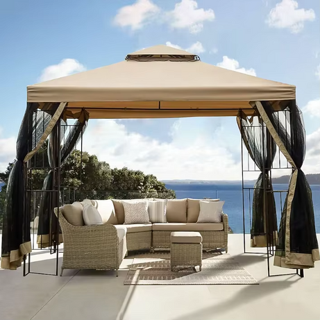Outdoor Steel Frame Patio Garden Gazebo With Mosquito Netting