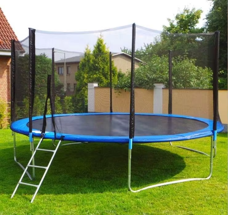 Recreational Outdoor Trampoline 14ft with Ladder Safety net and Basketball Hoop