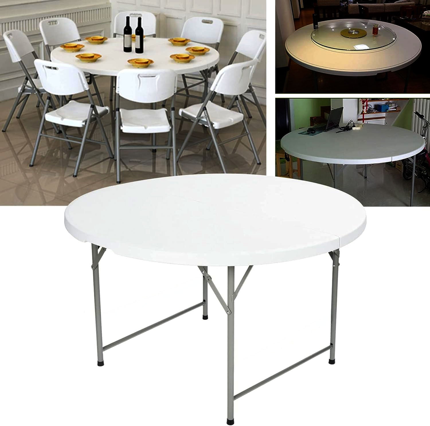 Popular Blow Molded Outdoor Hotel Restaurant Furniture Durable White Plastic Folding Round Banquet Table