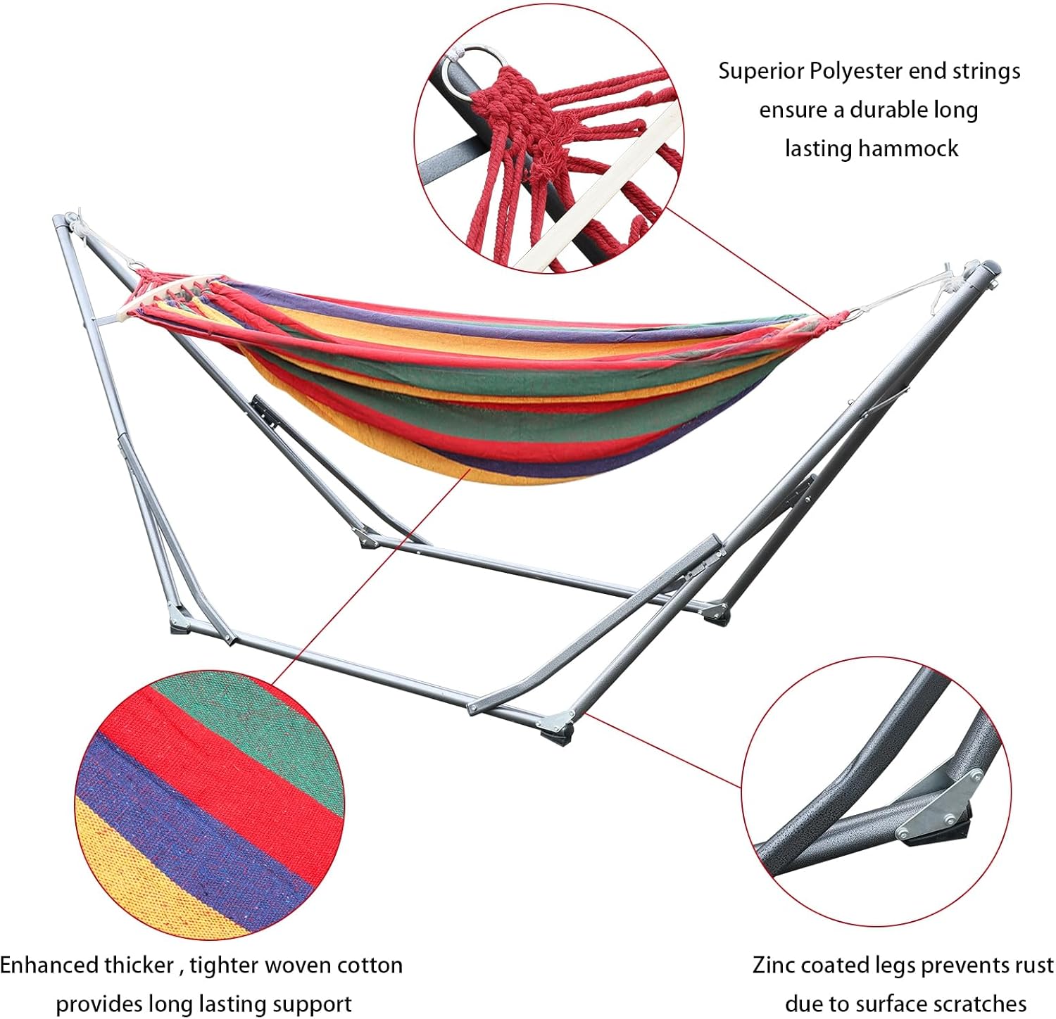 Outdoor Hanging Swing Portable Outdoor Camping Hammock with Steel Stand