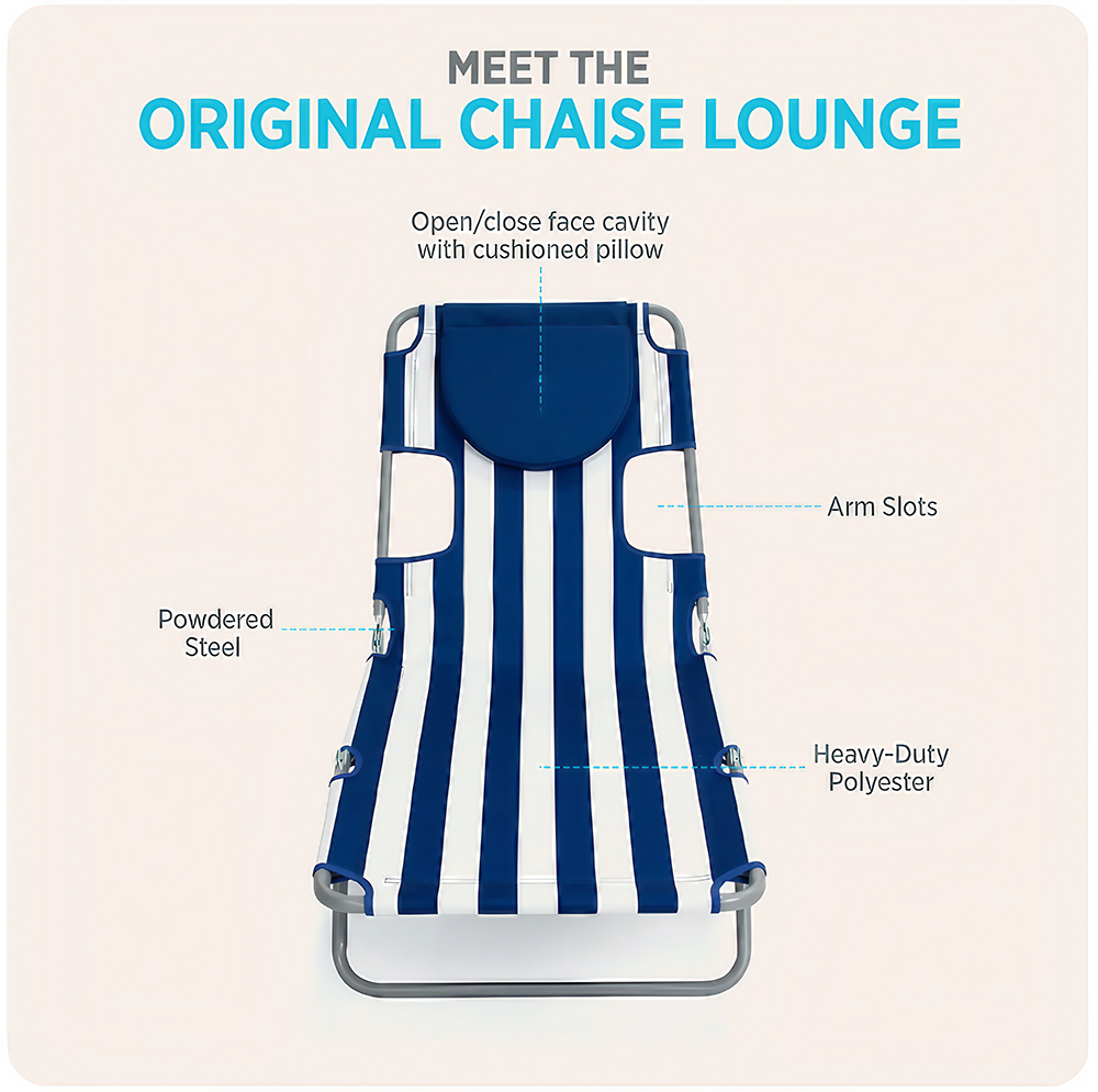 Luxury Outdoor Adjustable Portable Steel Foldable Fishing Camping Beach Lounge Chair