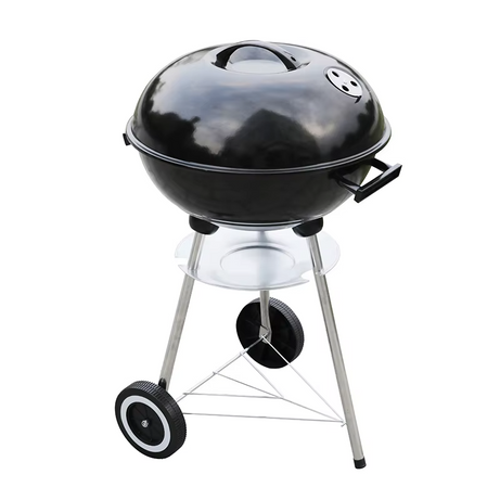 17 Inch Apple Shape Picnic Outdoor Portable Kettle Movable Trolley Charcoal Barbecue BBQ Grill