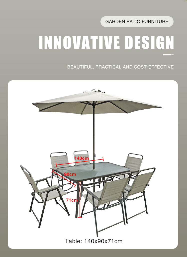 Wholesale Outdoor Metal Steel Patio Table Set Garden Furniture Set With Patio Umbrella