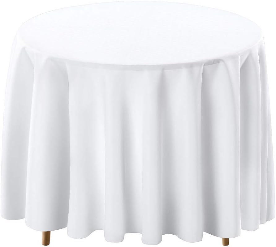 White Tablecloths Banquet Polyester Round Table Cloths for Wedding Party