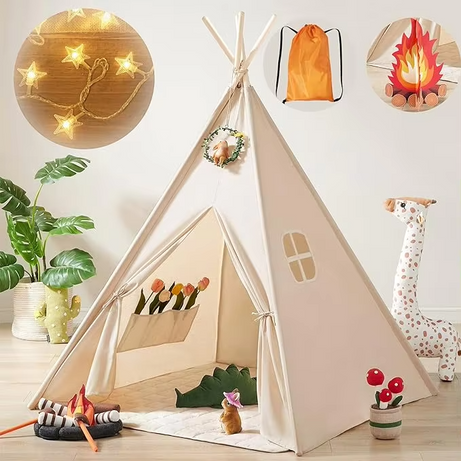 Customizable Size Canvas Indoor Outdoor Play Kids Teepee Tent With Led Light