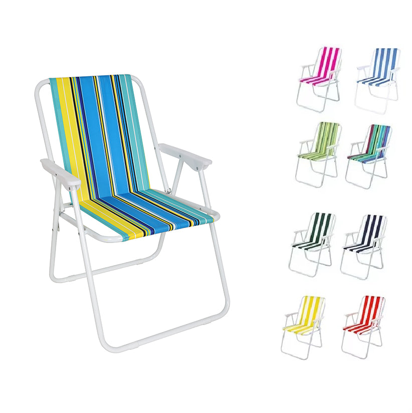 Outdoor Steel Frame Lightweight Foldable Beach Chair Camping Metal Folding Beach Chair