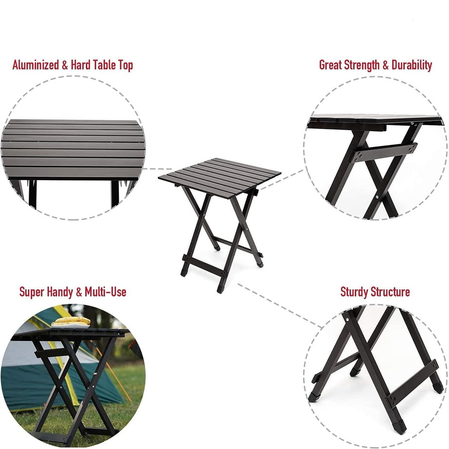 Lightweight Aluminum Portable Picnic Table Outdoor Folding Camping Cooking Beach Hiking Trips Fishing Barbecue