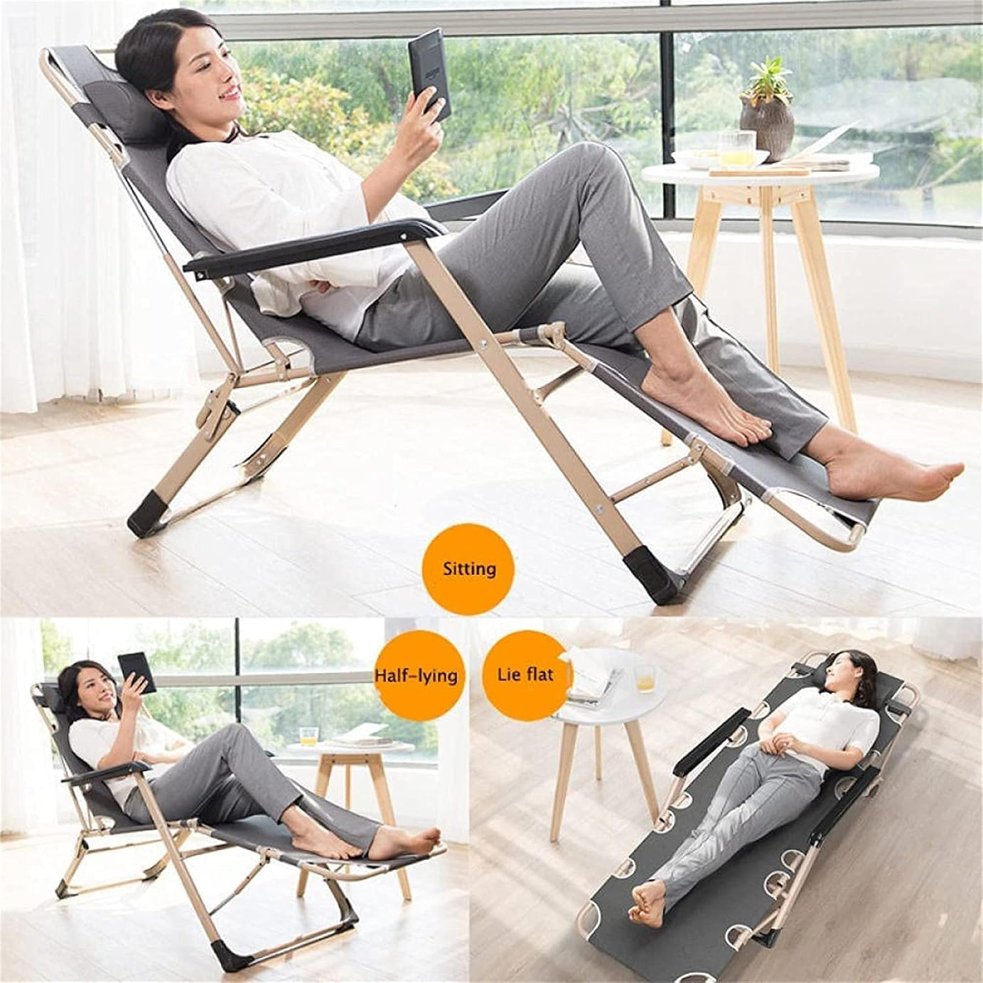 Adjustable Modern Outdoor Sun Lounger zero Gravity Folding Lounge Chair with Thick Padded Cushion