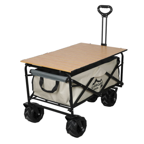 Heavy Duty Collapsible Folding All Terrain Utility Wagon Beach Cart With Egg Roll Table and Tailgate