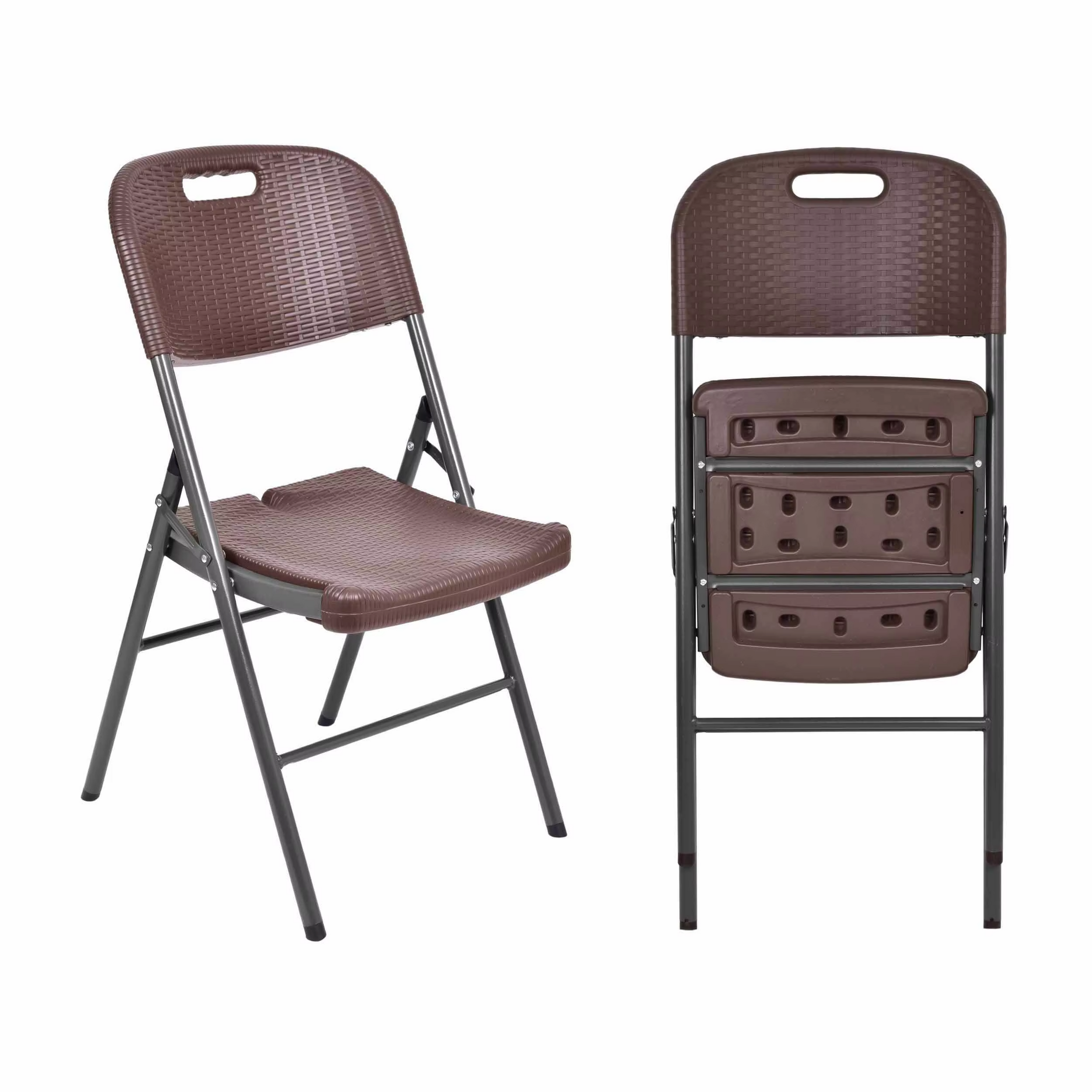 Garden Portable Outdoor Brown Rattan Plastic HDPE Plastic Folding Chairs For Wholesale