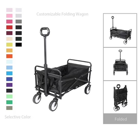 Wholesale Camping Picnic Polyester Folding Wagon With Pe Coating 80kgs Capacity