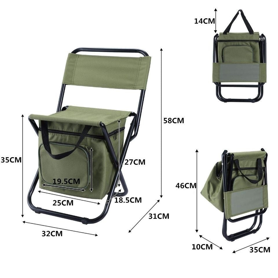 Portable Outdoor Oxford Fabric Folding Camping Fishing Chair with Cooler Bag