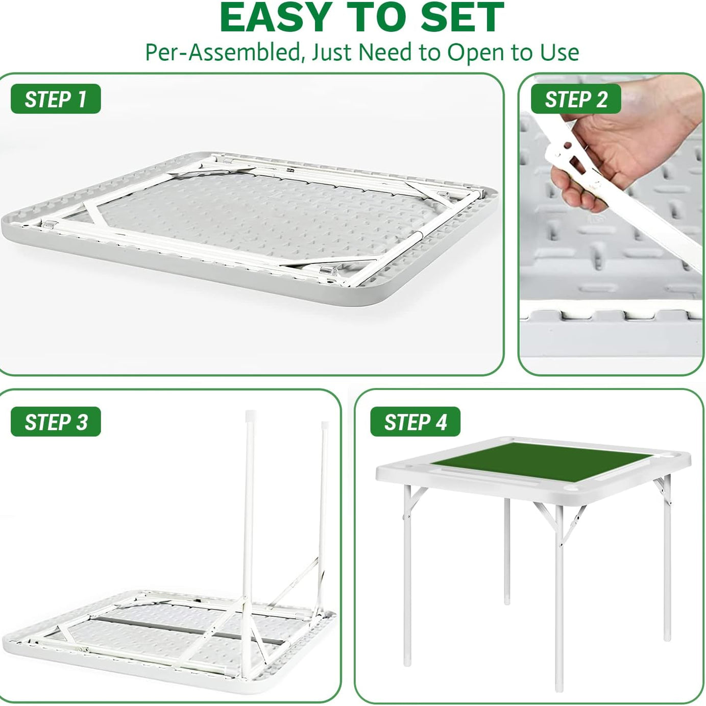 White Folding Plastic Material Square Blow Mold Domino Games Table