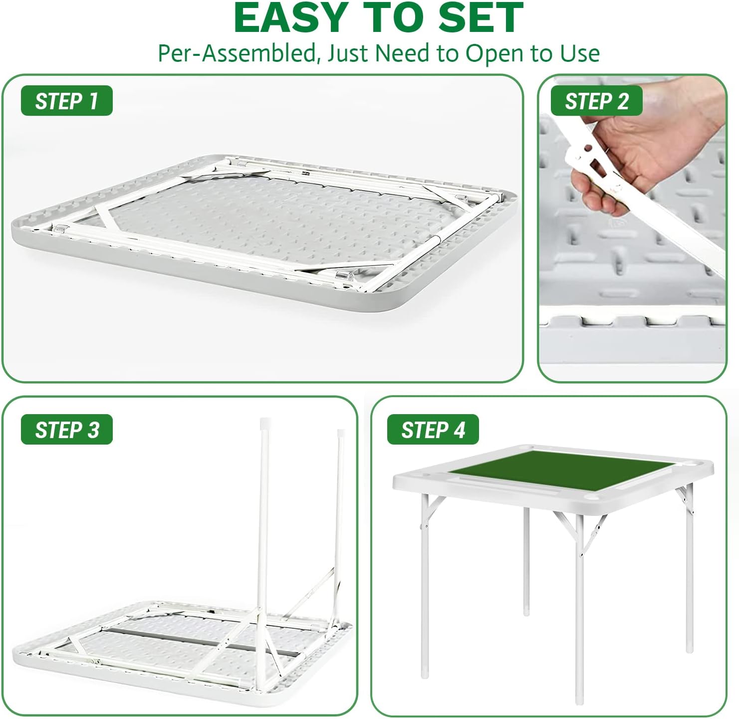 White Folding Plastic Material Square Blow Mold Domino Games Table