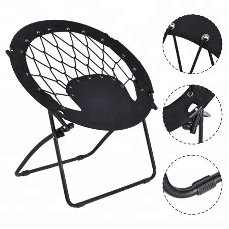 Folding Round Bungee Chair Steel Frame Outdoor Camping Hiking Garden Patio foldable chair