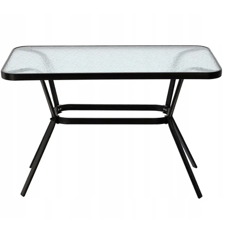Gymbopro Outdoor Modern Metal Frame Courtyard Outdoor Furniture Set Water Grain Glass Table with Umbrella Hole