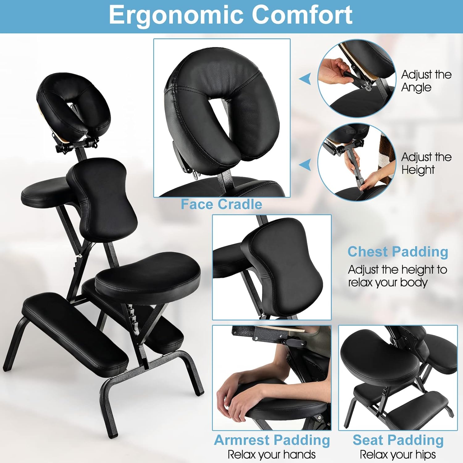 Adjustable Beauty Salon Massage Bed Portable Folding Massage Chair