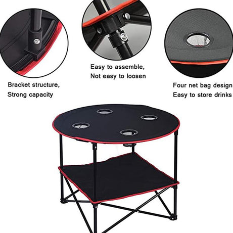 Portable Outdoor Folding Beach Table Picnic Table Lightweight Canvas Foldable Camping Table