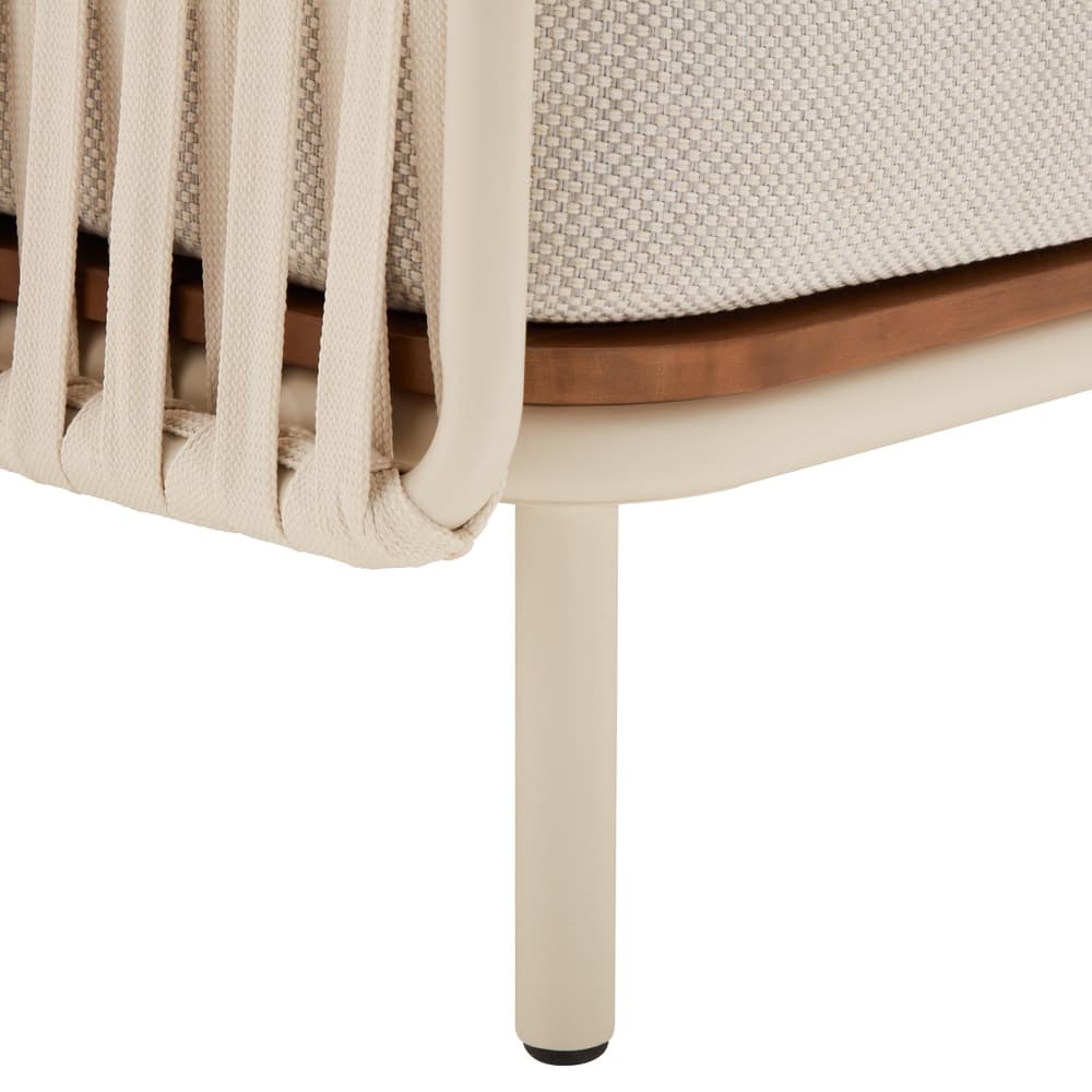 Outdoor Dining Set Natural Teak With Woven Rope And Cushion - Gemila