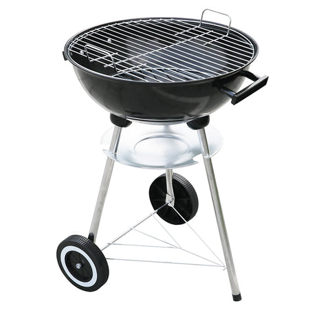 17 Inch Apple Shape Picnic Outdoor Portable Kettle Movable Trolley Charcoal Barbecue BBQ Grill