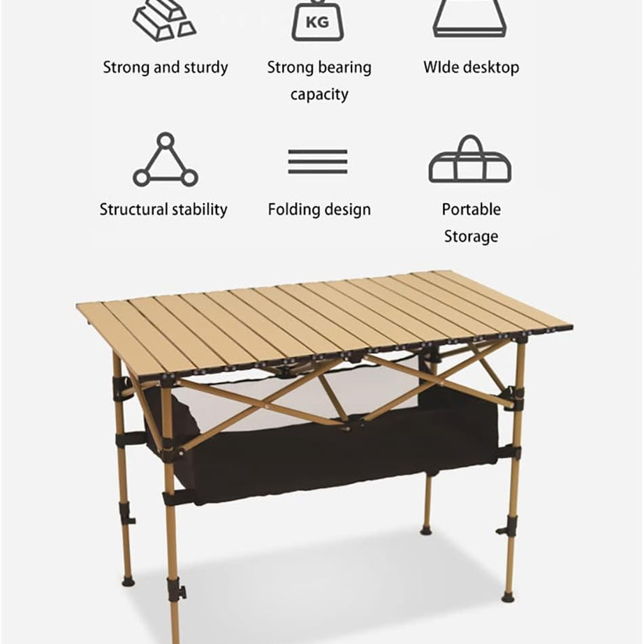 Wholesale Small Carbon Steel Folding Table Outdoor Portable Camping Metal Rolling Table