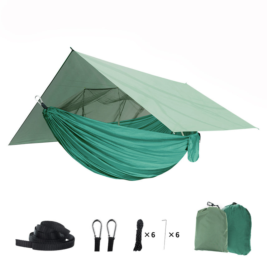 Outdoor Hanging Swing Camping Hammock With Mosquito Net And Sun Shade Rain Fly Tarp Set