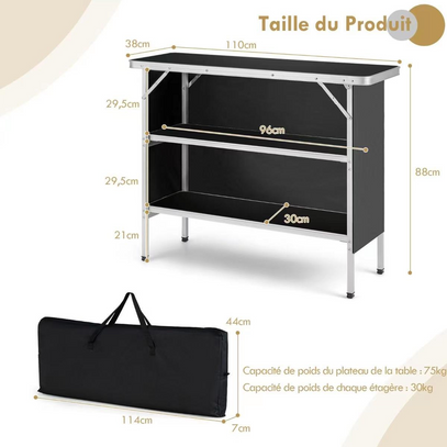 Outdoor Portable Garden Bar Table Furniture Poker Banquet Catering Bbq Black Camping Picnic Folding Table For Wholesale