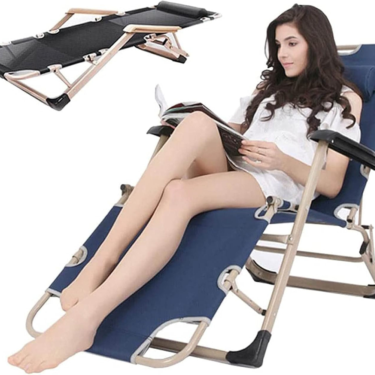 Adjustable Modern Outdoor Sun Lounger zero Gravity Folding Lounge Chair with Thick Padded Cushion