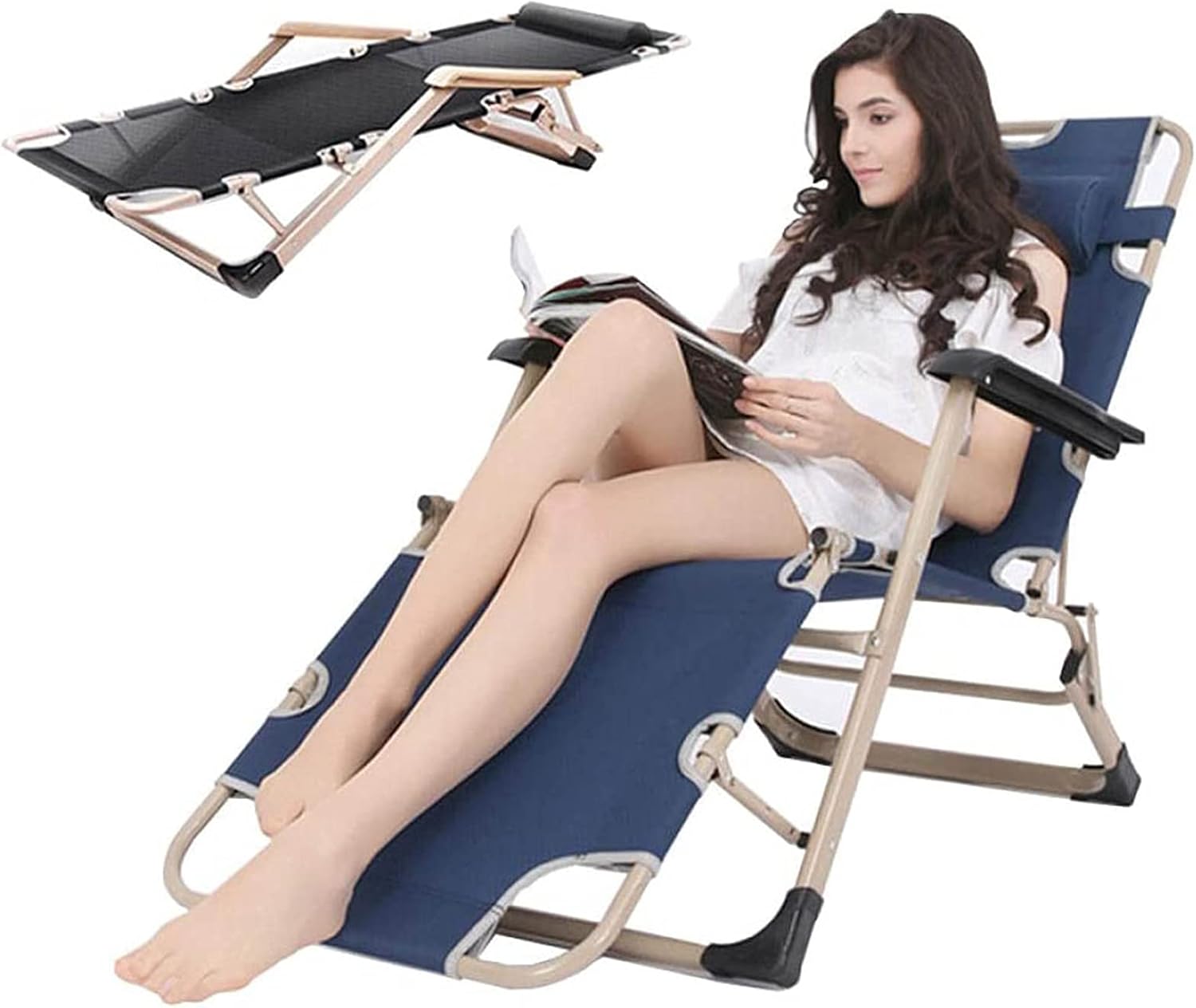 Adjustable Modern Outdoor Sun Lounger zero Gravity Folding Lounge Chair with Thick Padded Cushion