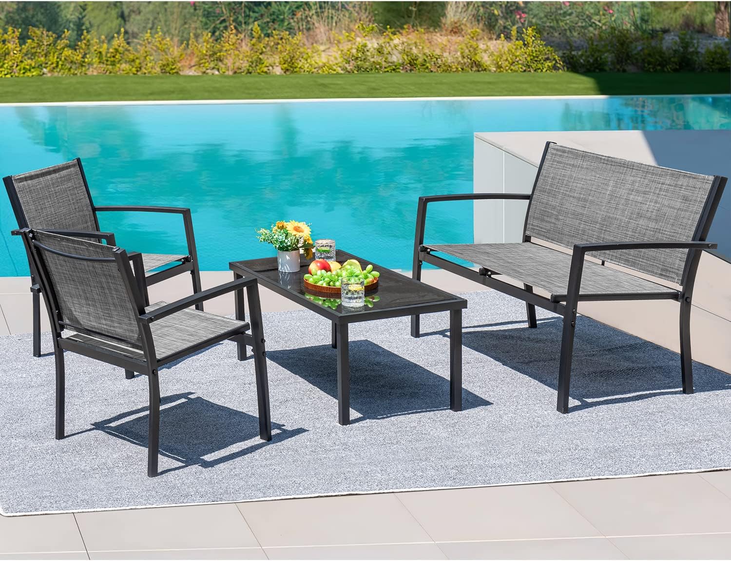 Steel Frame Modern Outdoor Garden Sofa Set Patio Furniture