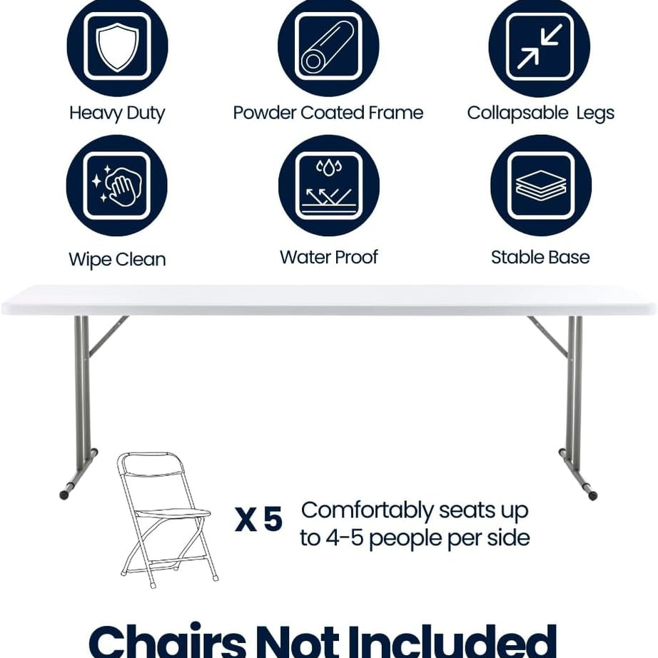 Modern Portable Outdoor 6ft Dining White Hdpe Plastic Folding Table