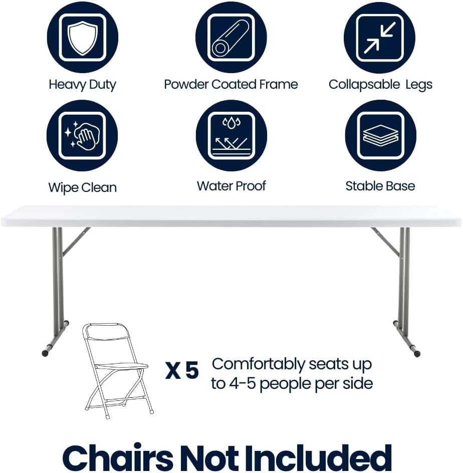 Modern Portable Outdoor 6ft Dining White Hdpe Plastic Folding Table