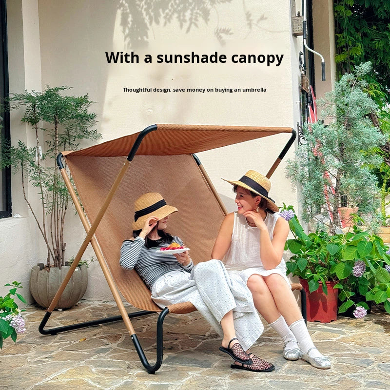 Light Luxury Folding Portable Patio Chaise Outdoor Garden Poolside Beach Sun Shade Lounge Chair with Canop