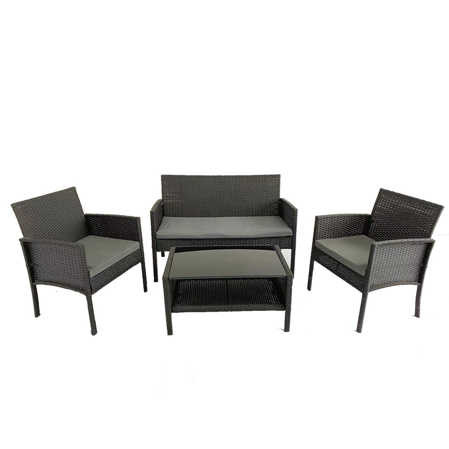 Patio Rattan Wicker Sofa Set Garden Sets Table and Chairs Set Outdoor Injection PP Rattan Furniture