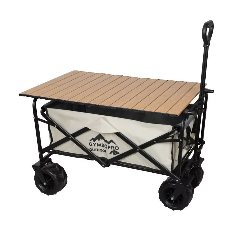 Heavy Duty Collapsible Folding All Terrain Utility Wagon Beach Cart With Egg Roll Table and Tailgate