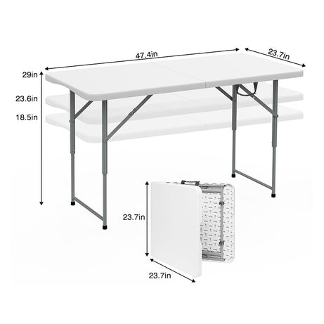 Portable Foldable Outdoor Picnic 4ft Hdpe White Plastic Folding Table For Camping