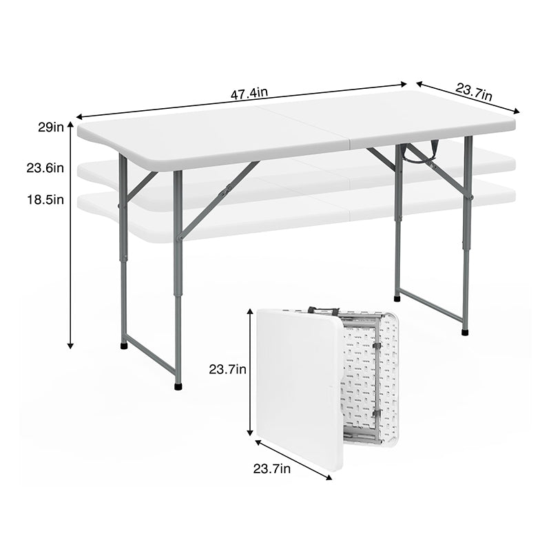 Portable Foldable Outdoor Picnic 4ft Hdpe White Plastic Folding Table For Camping