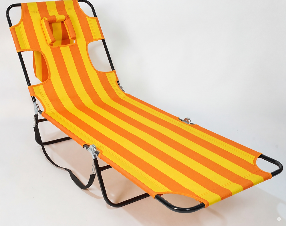 Luxury Outdoor Adjustable Portable Steel Foldable Fishing Camping Beach Lounge Chair