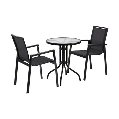 Manufactory Wholesale Custom Garden Aluminium Table Chairs Glass Top Round Dining Table