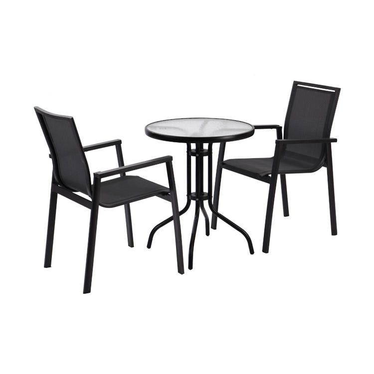 Manufactory Wholesale Custom Garden Aluminium Table Chairs Glass Top Round Dining Table
