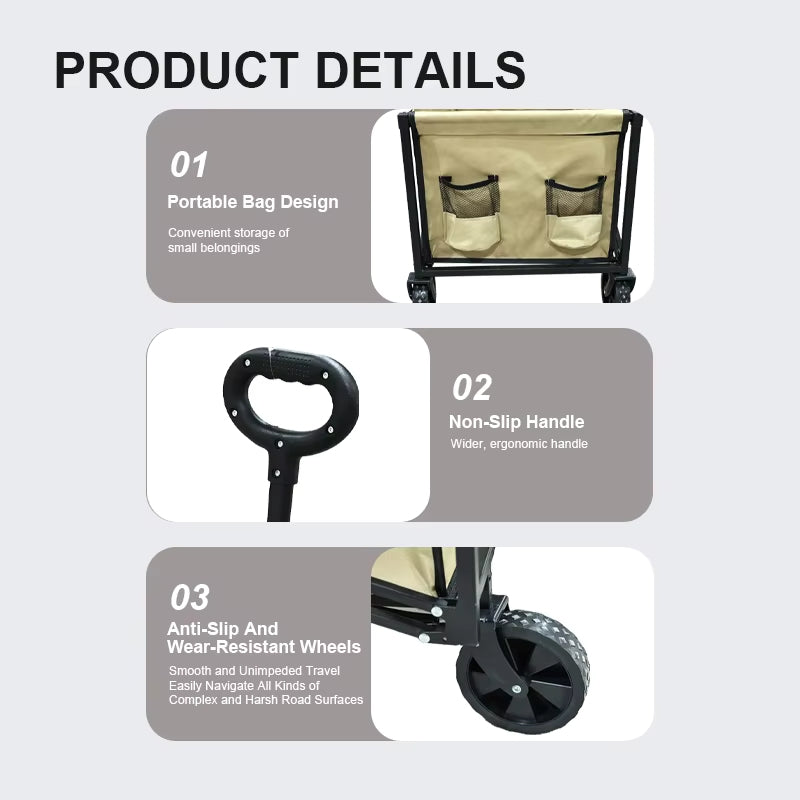 Customizable 600D Oxford Cloth Multi-purpose Portable Folding Steel-frame Four-wheel Trolley