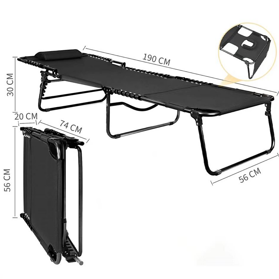 Adjustable Massage Bed Recliner Folding Lounge Chair Zero Gravity Folding Chair for Outdoor Camping
