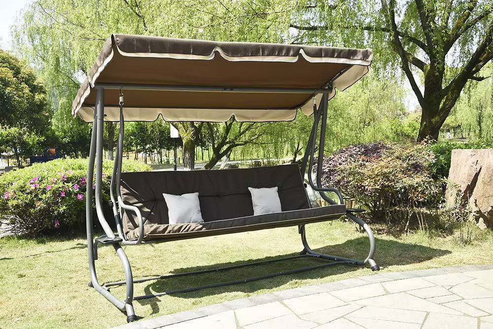 Patio Garden Outdoor Furniture Luxury 3 Seater Hanging Swing Chair Patio With Canopy