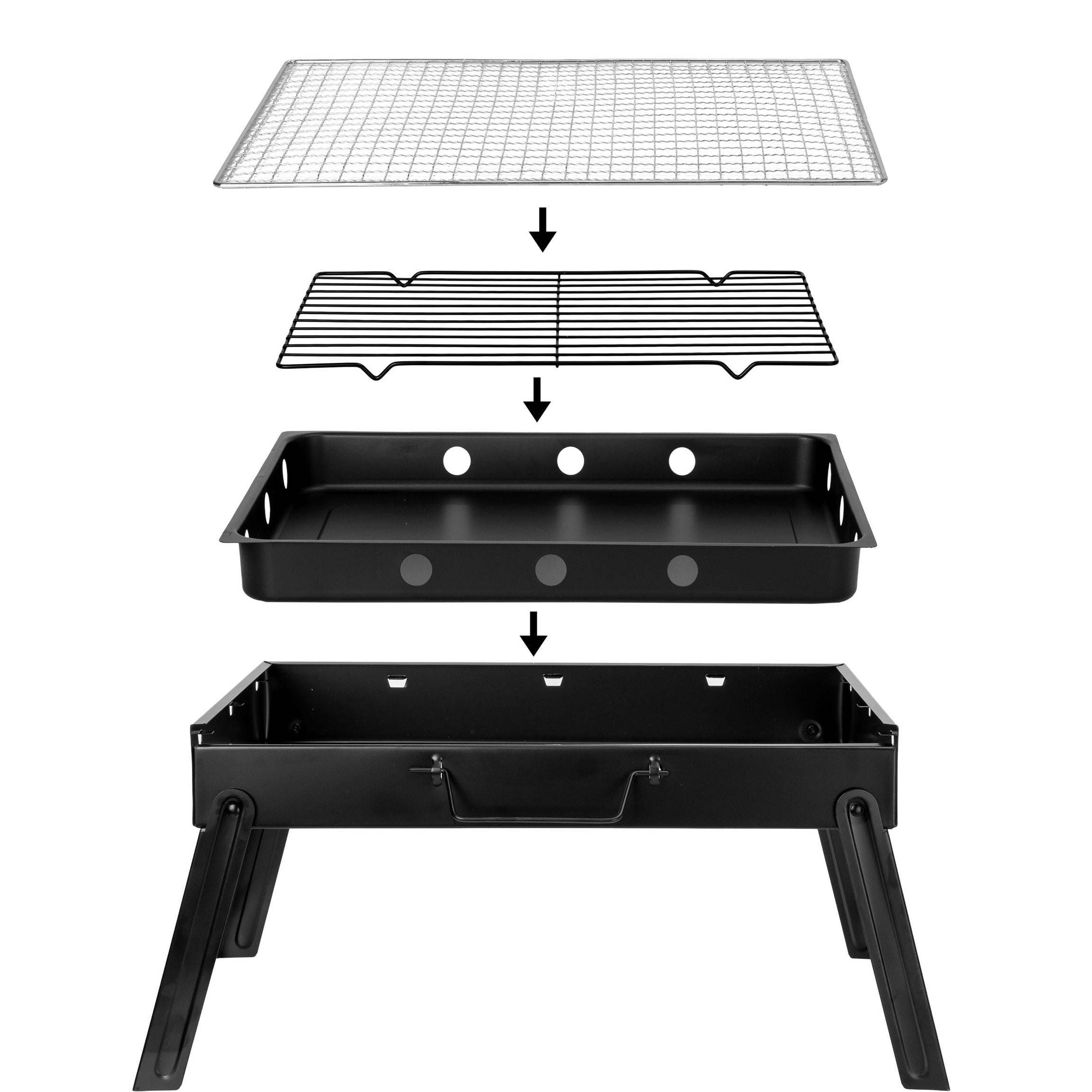 Outdoor Folding Portable Steel Barbecue Bbq Charcoal Grill For Camping Picnic