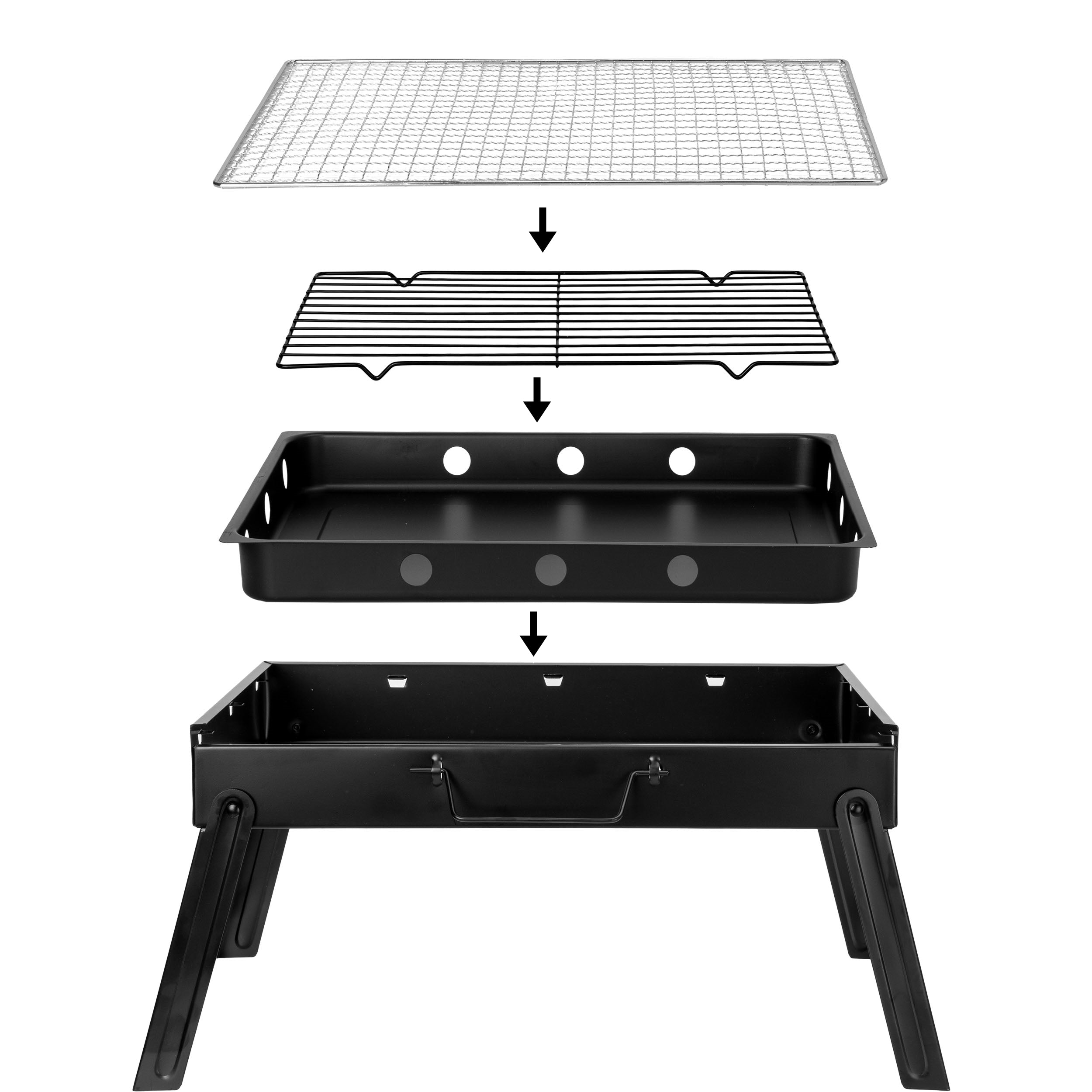 Outdoor Folding Portable Steel Barbecue Bbq Charcoal Grill For Camping Picnic