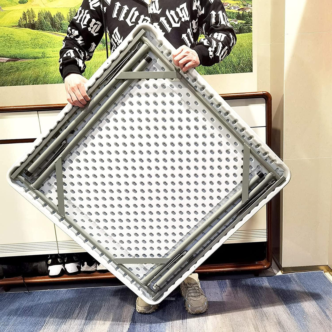 Portable Hdpe Outdoor 86cm Plastic Folding Square Table