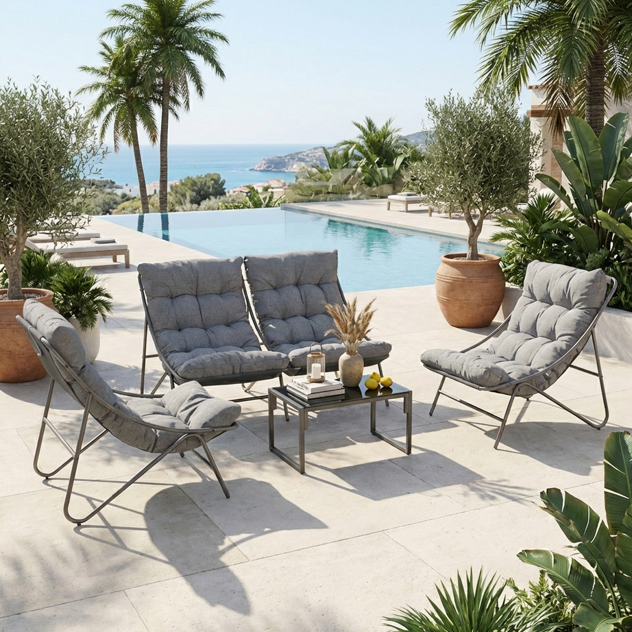 Patio Garden Chairs Set Outdoor Furniture Luxury Single Sofa